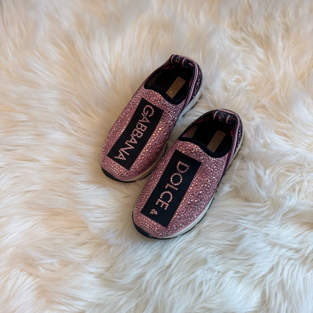 Dolce & Gabbana Kids Pink rhinestone sneakers